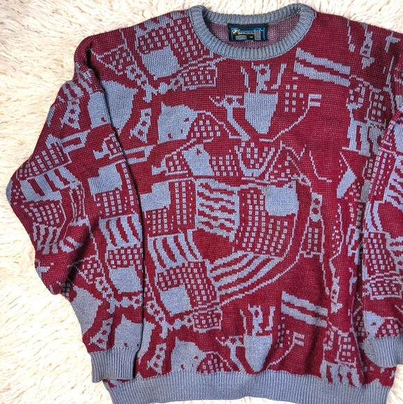 ✨SOLD✨Vintage 80s 90s Abstract Acrylic Sweater - Picture 2 of 7